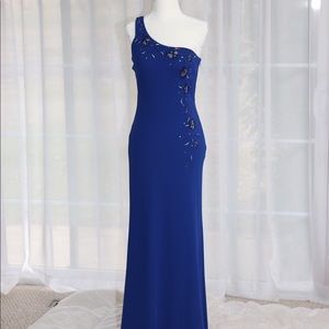Rimini by Shaw blue one shoulder evening gown